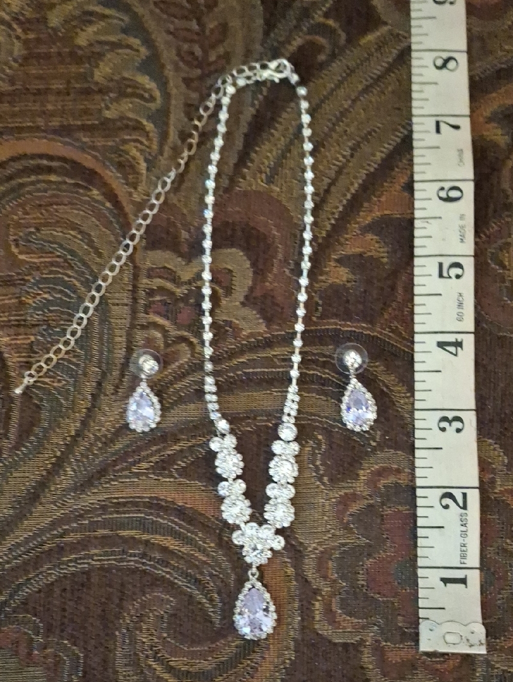Silver Teardrop Necklace and Earring Set
